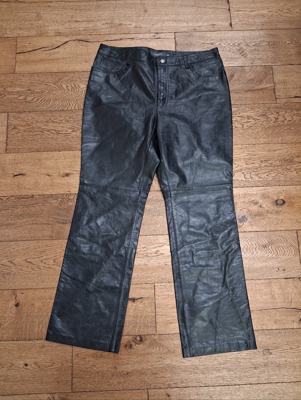 Vintage Y2K GAP Bootcut Genuine Leather Pants Size 16 34x30 Lined NWT Black